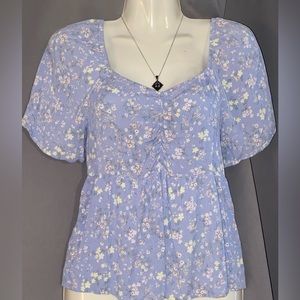 Blue floral blouse